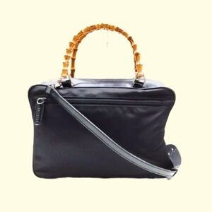 GUCCI Black Nylon Bamboo Handbag with Dustbag